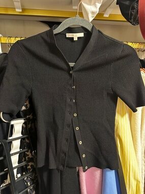 MAJE Ribbed Short Sleeve Cardigan Top🖤